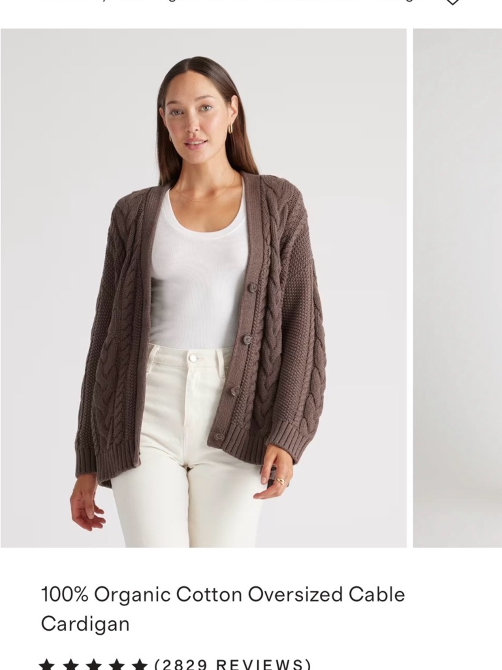 Quince Oversized Cable Knit Cardigan in Brown